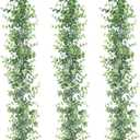 Dolicer 3 Pack Artificial Eucalyptus Garland, 6Ft/Pcs Greenery Garland Faux Vines Garlands Plant Artificial Hanging Eucalyptus Leaves Green Garlands Decor for Bedroom Wedding Arch Wall Party Table