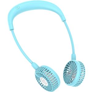 Portable Neck Fan, 2600mAh Battery Operated, Ultra Quiet Hands Free USB Fan with 3 Speeds, Strong Wind, 360 Adjustable High Flexibility Wearable Personal Fan for Sport Office Outdoor Travel-Cyan