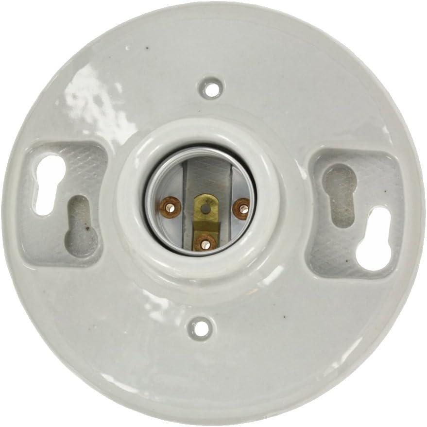 Leviton One-Piece Glazed Porcelain Outlet Box Mount, Aluminum, 49875, White