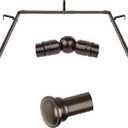 TONIAL Bay Window Curtain Rods, 36 to 72 Inch Center Rod for window, 20 to 36 Inch Side Rods for windows 3/4 Inch Decorative Drapery Rods with Small Cap Finial, Bronze