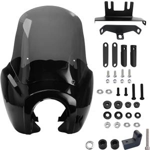 FATECIM 5.75" Headlight Fairing with 15" Smoke Windshield & Mounting Kit For Harley Softail Street Bob FXBB 2018-2020, FXBBS 2021-2024, Softail Standard FXST2020-2022, Softail Low Rider FXLR 2018-2020