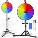 16 Inch Prize Wheel - Spinning Wheel with Folding Tripod, Height Adjustable Wheel Spinner, 12 Color Slots Raffle Wheel with 2 Dry Erase Markers & Eraser for Carnival, Fortune Spinning Game