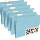 25-Pack Hanging File Folders, Letter Size, Includes 35 Transparent Label Cards & 50 Sticker Labels,1/5-Cut Tabs for Home & Office Organization(Light Blue)