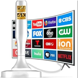 HIDB TV Antenna for Smart TV Indoor, Digital Indoor HD Antennas with Strong Magnetic Base, Easy Installation, Long Range Reception for Local Channels, Whit