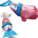 cyeollo Dog Costume Mermaid Costumes for Small Dogs Halloween Outfit Holiday Birthday Party Dog Clothes Outfits Sparkly Pet Costumes Size M (Pink)