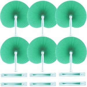 Bestage 20 Pieces Decorative Paper Folding Hand Fans Handheld,Green Round Wedding Foldable Fans Chinese and Japanese Fans Bulk for Bridal Guest Church Party Favors Dancing Birthday DIY