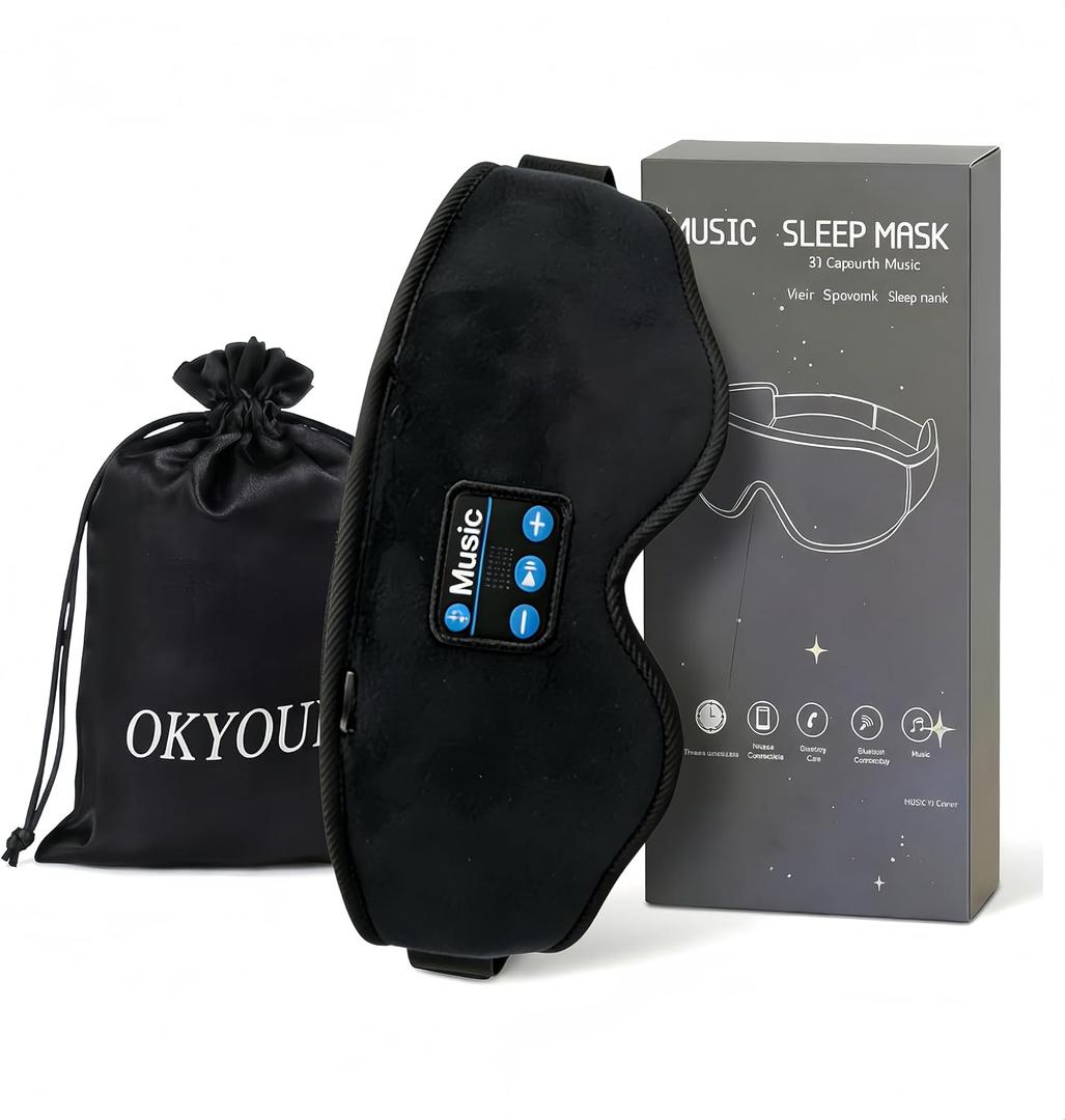 2026 New Sleep Headphones Pro | Built-in White Noise Sleep Mask,75g Ultra-Light Bluetooth Eye Mask for All Face Shapes, Zero-Pressure Fit, Breathable Bamboo, 100% Blackout for Deep Sleep & Travel