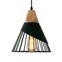 Black Farmhouse Wooden Pendant Light,Rustic Wood & Metal Pendant Lighting, Adjustable Height Hanging Ceiling Light Fixture for Kitchen Island Dining Room Bedroom Hallway