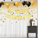 Gold Glitter 80th Birthday Decorations for Men Women, 80th Birthday Banner for Party Decor