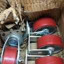 5" X 2" Swivel Caster Heavy Duty Red Polyurethane Wheel on Steel Hub with Brakes (2) and Fixed (2) 4,000lbs Per Set of 4 Tool Box Casters - CasterHQ Brand (5")