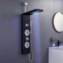 ROVOGO Retrofit Shower Panel with LED Rain Shower, 2 Body Jets and Handheld, Easy Connect Stainless Shower Tower Column with Temperature Display, Black (NOT INCLUDE ROUGH-IN VALVE)