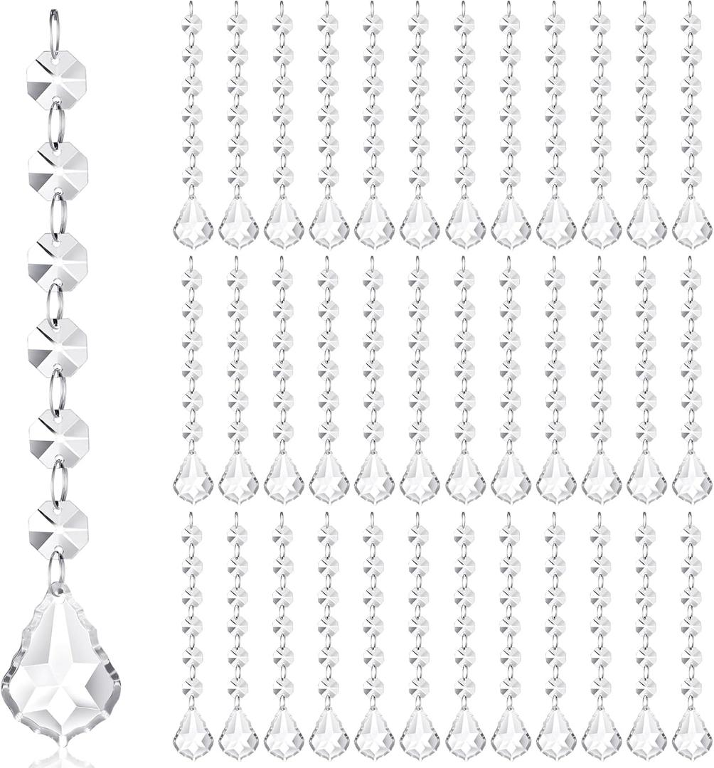 Nuenen 100 Pcs Acrylic Hanging Crystals for Centerpieces Chandelier Clear Crystal Garland Strands Ornament Acrylic Clear Beads Prisms Pendant for Christmas Tree Window Home Decoration(Maple Leaf)