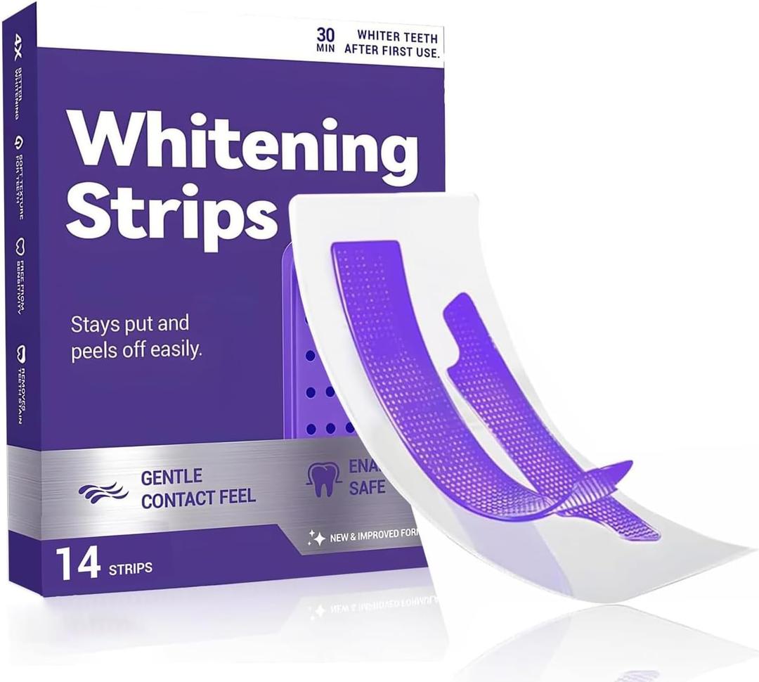 Purple Teeth Whitening Strips, Gentle Daily Purple Whitening Strips for Surface Stain Reduction & Natural Shine, Suitable for Sensitive Teeth, Portable Purple Teeth Care Strips, 14 Strips