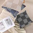 6 x JELLYMONI Pack of 2 Decorative Plaid Linen Throw Pillow Covers Farmhouse Christmas Pillowcovers Rustic Woven Textured Boho Pillowcase for Sofa Couch Bed (Black, 16x16in)