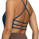 Aoxjox Women's Workout Sports Bras Fitness Backless Padded Amor Low Impact Bra Yoga Crop Tank Top (Small, Blueberry)