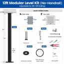 Muzata 8-12ft Modular Cable Railing Kit for Deck Surface Mount 36in RW17
3 Level Post Kit with Wire Rope & Cable Railing Hardware, No Handrail, Black Cable Railing System, Length Adjustable