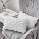 Oubonun 12 x 20 Lumbar Pillow (Set of 2) - 100% Cotton Cover - Rectangle Square Sofa Pillow Inserts - Decorative Pillow Pair - White Couch Pillow