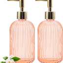 12 OZ Soap Dispenser,Pump Refillable Liquid Hand Soap Dispenser,for Bathroom,Kitchen,Dish Soap,Lotion, Stripe Soap Dispenser (Stripe Amber)