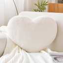 Ivory Heart Pillows, Cute Heart Decorative Pillow, Heart Shaped Throw Pillows for Bed, Faux Rabbit Fur Plush Hoom Decor Pillow Cushion for Chair Sofa Living Room (Medium-15.7"x11.8")