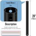 28 inch Ceiling Fan Downrod, Black Downrod for Ceiling Fans with lights, Extension Downrod with Wires, 1 inch Outside Diameter, Ceiling Fans and Accessories Replacement Parts, No Threaded, Black