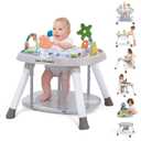 Time Followers 6-in-1 Baby Activity Center | 4 Stage Montessori-Inspired Toys | Grow Stationary Standing Toddler Table | Jumpers & Bouncers | Must Have for Boy & Girl 6, 12, 24+ Month Old (Beige)