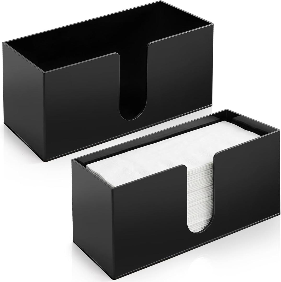 ZAVOOS 2 Pack Acrylic Paper Towel Holder, Black Countertop Napkin Dispenser for Z-fold C-fold Trifold, Multifold Hand Towel Storage Holder Organizer for Bathroom, Toilet, Kitchen