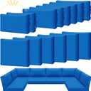 Patelai 14 Pcs Waterproof Outdoor Patio Cushion Covers Replacement 24 x 24 UV Proof Wicker Sofa Sectional Seat Slipcovers for Rattan Sectional Set Supplies, Covers Only (Blue)