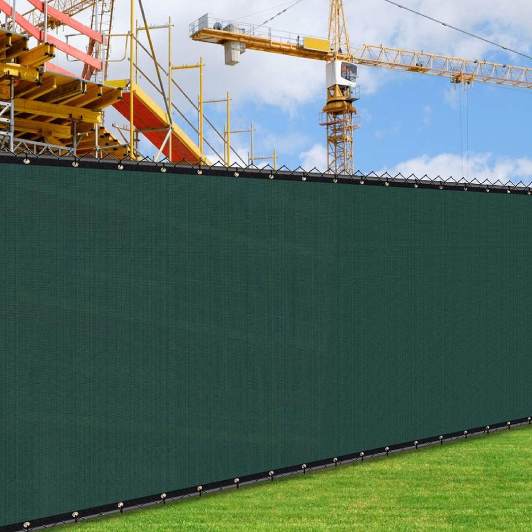 iCover 5x12ft Fence Privacy Screen, Heavy Duty Fencing Panels Screens, Outdoor Shade Cloth Mesh Barrier, Reinforced Bindings and Brass Grommets, Cable Zip Ties Included, Green