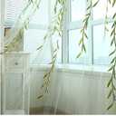 Ufurty 2 Pieces Willow Window Curtain Voile Tulle Room Salix Leaf Sheer Gauze Panel Drapes Green Color for Living Room, Bedroom, Balcony