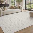 Engiw-Beige Neutral 6x9 Area Rug for Living Room Rug-Carpet Bedroom Rugs Textured Tufted Jacquard Modern Washable Rug for Dining Room Nursery Non Slip