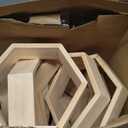 Barydat 12 Pcs 8 Inch Hexagon Shelves Hexagon Wood Centerpiece Geometric Terrarium Decorative Honeycomb Floating Storage Shelf for Wedding Table Decorations Home Office Room (Wood Color)