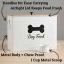 Metal Dog Food Container 15-20 lbs w/ Airtight Bamboo Lid, 70 Cup Capacity