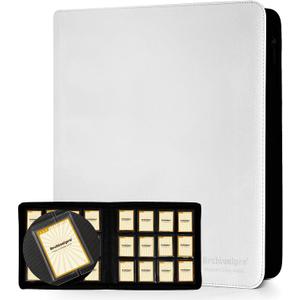 Toploader Binder 12 Pocket - Top Loader Card Storage Album Holds 384 Toploaders, Premium Protection for Valuable Trading Cards White