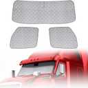 6 Layers Semi Truck Window Shades Custom Fit 2018-2026 Freightliner Cascadia, 3 Set Front Windshield and Side Windows Foldable Sun Protector Privacy Cover