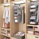 MAX Houser 5 Shelf Hanging Closet Organizer,Space Saver, Closet Hanging Shelves with (4) Side Pockets,Foldable,Light Grey