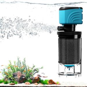 Internal Aquarium Filter, Upgraded 1550 Gallon Fish Tank Filters, 220GPH Submersible Whisper Pump for Turtle Tanks with Debris Tray, Check Valve, Fresh & Saltwater