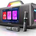 Pronext Karaoke Machine with Lyrics Display for Adults Kids, 200W Sound, 10 Inches Touch Screen, 2 Wireless Microphones, Portable Karaoke PA System, Connects to TV for Home, Party, or Backyard