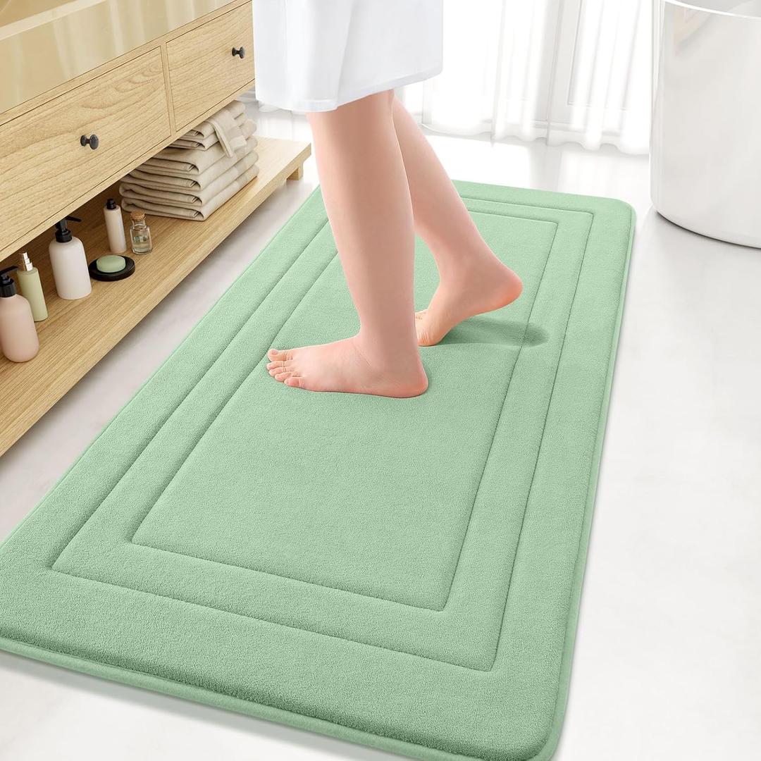 Arotive Memory Foam Bathroom Rug Mat 47x24, Ultra Soft and Absorbent Bath Mat, Machine Wash Dry, Comfortable Bath Rug Carpet for Bathroom Floor, Tub and Shower, Sage Green