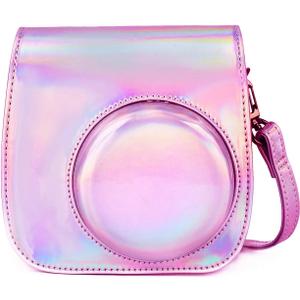 Phetium Instant mini 12 Camera Protective Case Compatible with Instax Mini 12 11,PU Leather Bag with Pocket and Adjustable Shoulder Strap (Magic Pink)