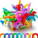 JOYIN 18 Pack Pop Tubes, Sensory Toys (Small) Fidget Toys Party Favors - 9 Colors, Creativity Learning & Fun for Toddler Kids - Perfect for Easter Goodie Bags, Classroom School Reward