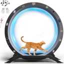 GTPLAYER Cat Wheels, 40" Diameter, Large Cat Exercise Wheel for Indoor Cats cat Treadmill Metal with Detachable Carpet & Teaser/Stickers, Ultra-Quiet Scroll Wheel with Latch, Safe and Stable, Dark