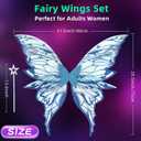 Fairy Wings for Adults Women 31.5"x29.5" Fairy Costume Set Large Butterfly Wings for Halloween Party (Blue)