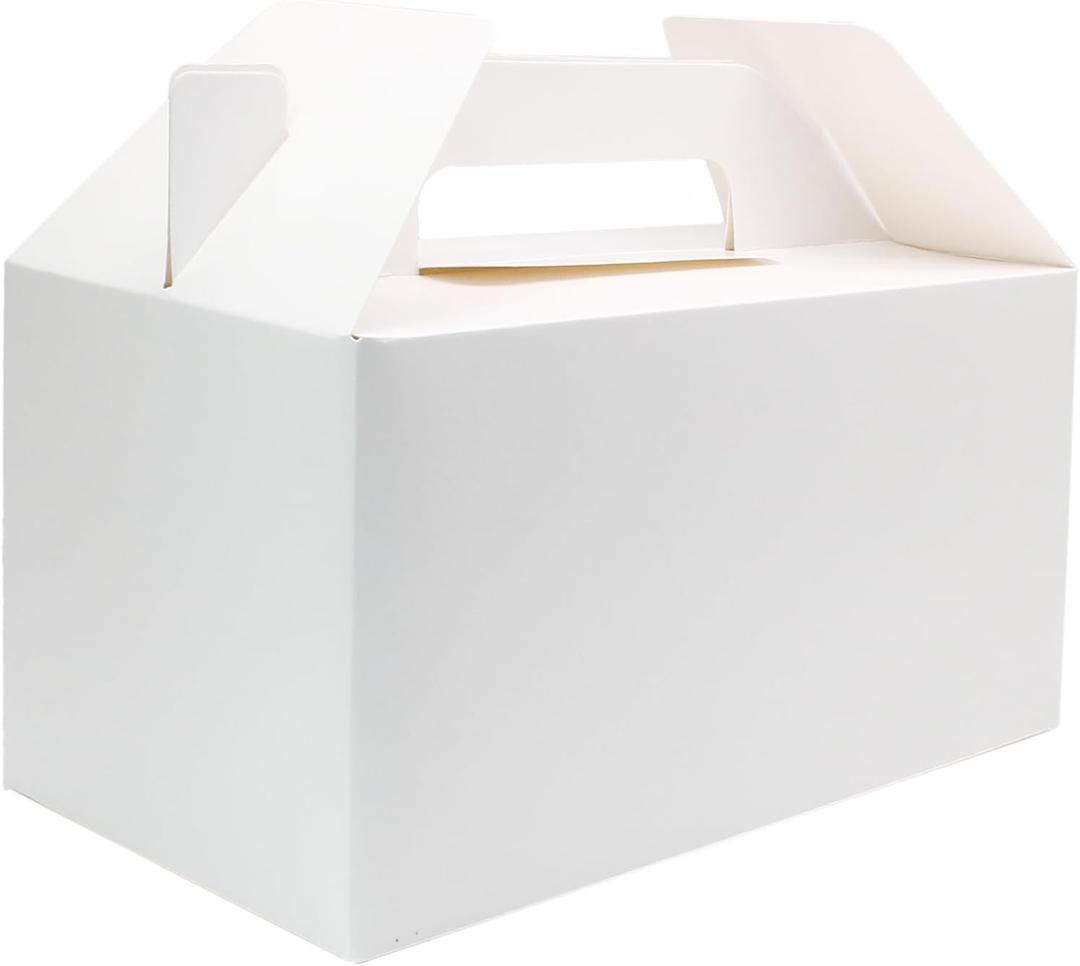 Biaungdo 30 Pack White Gable Boxes for Party Favor, 9.5 x 5 x 5 Inch Large Cardboard Treat Box for Gift, Birthday, Wedding, Lunch, and Other Events
