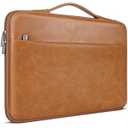 DOMISO 17.3 inch Laptop Sleeve Case Water-Resistant PU Computer Cover Bag for HP, Dell Notebook, Brown