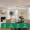 Modern Crystal Chandeliers for Dining Room Light Fixture, 10-Light Rectangle Chandelier for Kitchen Island Living Room, L47.2 Inch, Chrome Finish, L47.2"XW10"XH10"