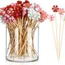 400 Pcs Spring Summer Daisy Cocktail Picks Flower Bamboo Toothpicks Bulk Daisies Long Cocktail Skewers for Spring Summer Appetizers Drinks Decoration Food Fruit Sticks Party Supplies(Classic Daisy)