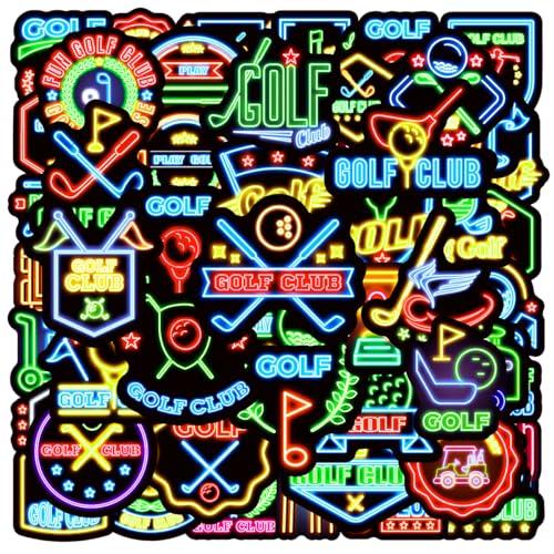 100pcs Neon Golf Waterproof Vinyl Stickers - Golf Decorations & Party Favors Gifts for Laptop, Water Bottle, Skateboard
