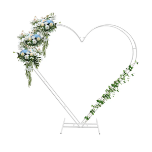 LANGXUN Large Size 8ft (2.4m) White Metal Heart Balloon Arch Kit, Wedding Heart Arch Stand, Love Balloon Column Arch Frame for Wedding, Bridal, Valentine's Day, Engagement and Birthday Party Supplies