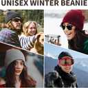 Rosoz Reversible Unisex Knitted Winter Beanie Skull Cuffed Warm Soft Hat for Men and Women Ski Watch Cap (Black/Deep Purple)