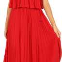 Petal & Pup Women's Gia Pleated Halterneck Maxi Dress (Medium, Red)